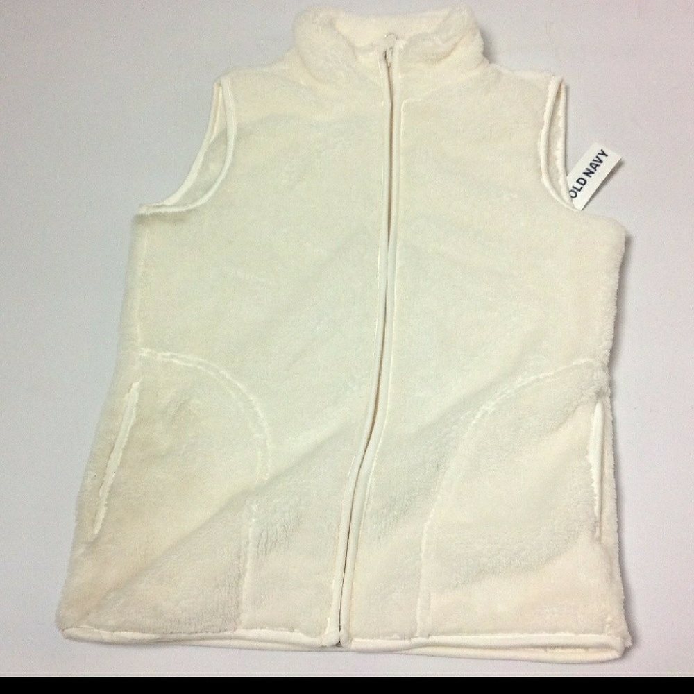 New Old Navy Girl Furry Vest Ivory Size 8